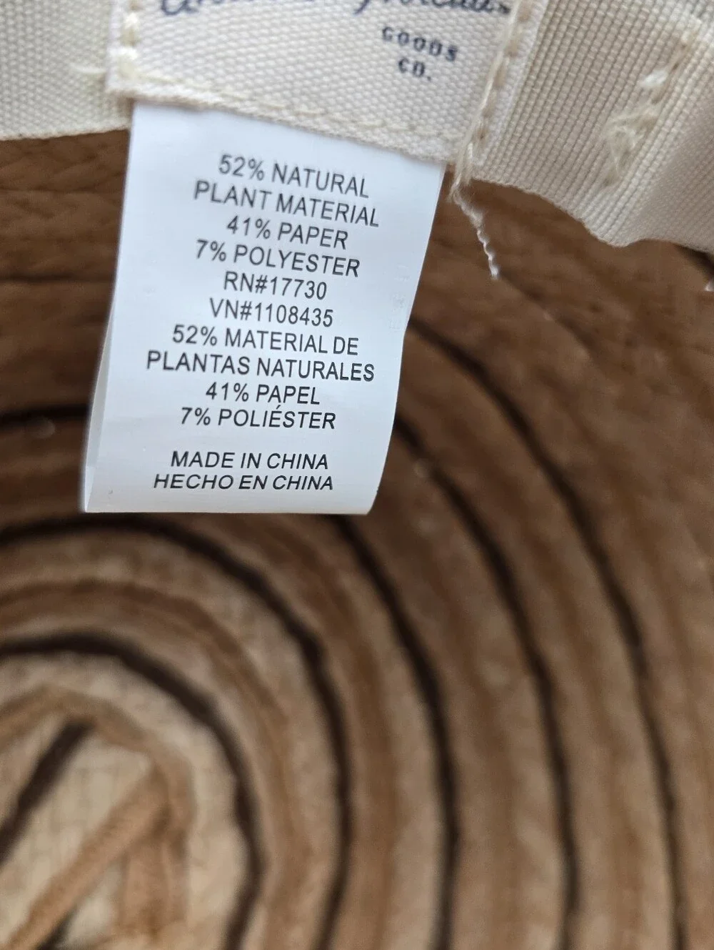 Women's Universal Thread Goods Co. Wide Brim Tan Brown Striped Sun Hat